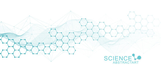 Poster - molecular structure dna, atom, neurons. medical, technology, chemistry, science background. science 