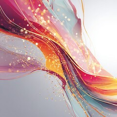 Poster - Fluidity of color and light: Abstract wave of vibrant hues with sparkling accents