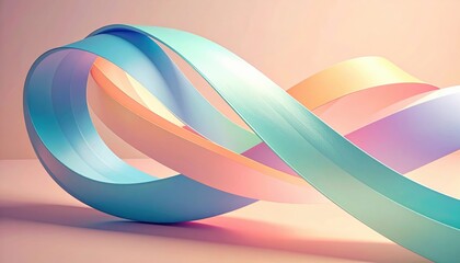 Poster - Dynamic flow of pastel ribbons studio setting abstract art soft light creative perspective