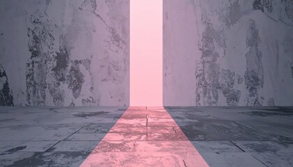 Poster - Illuminated passageway abstract space digital art minimalist design front view conceptual exploration