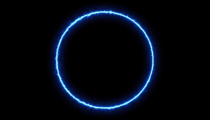 Poster - Dynamic blue electric circle digital art abstract design dark background futuristic concept