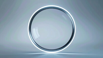 Poster - Illuminated circular frame abstract design digital art futuristic studio environment minimalist concept