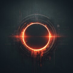 Poster - Fiery Portal: Abstract Circular Design with Glowing Orange Center on Dark Backdrop
