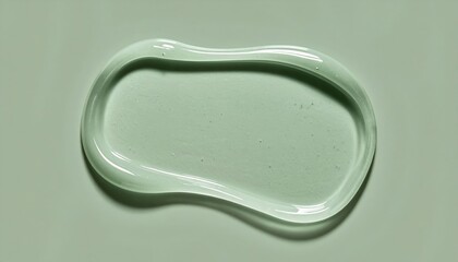 Poster - Fluid transparent gel shape on light green surface abstract visual art minimalist style close-up perspective