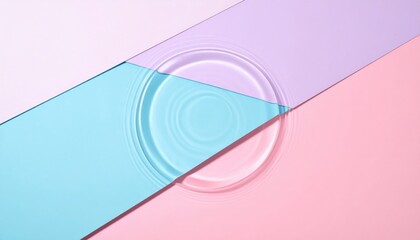 Poster - Water ripples on colorful geometric background abstract art studio setting calm atmosphere close-up view