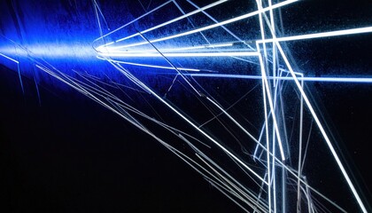 Poster - Dynamic light patterns in abstract art installation urban gallery digital art nighttime close-up modern aesthetics