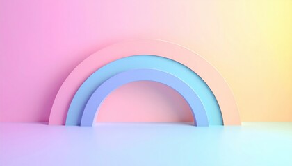 Poster - Vibrant rainbow art installation indoor gallery digital artwork colorful eye-level creative concept