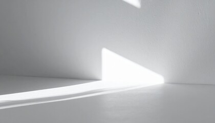 Poster - Light reflection creating artistic shadows in minimalist white space indoor studio photography abstract viewpoint