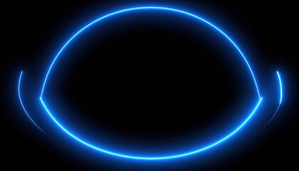 Fototapete - Illuminating blue neon circle design abstract art digital graphics dark background creative viewpoint