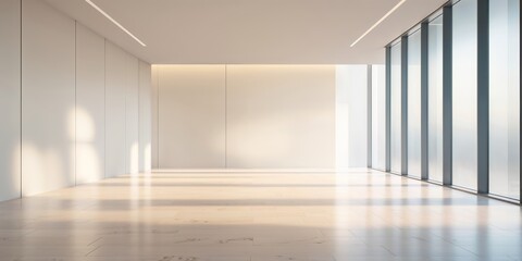 Poster - Modern open space with natural light pouring in from floor-to-ceiling windows during the afternoon