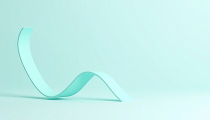 Fototapete - Flowing wave motion of soft mint ribbon in minimalist studio setting for modern design inspiration