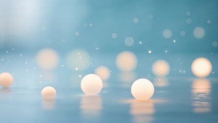Poster - Soft glowing orbs create a magical ambiance on a serene surface at twilight