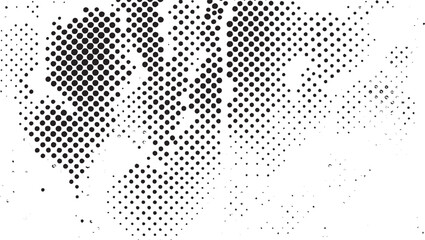 Poster - Halftone background in black and white with dotted texture. Grunge abstract overlay design. Vector effect using halftone black dot style.