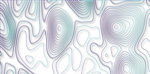 Poster - Abstract  topographic map white background. The stylized height of the topographic map contour in colorful lines with shadow. gradient multicolor wave curve lines banner background design.