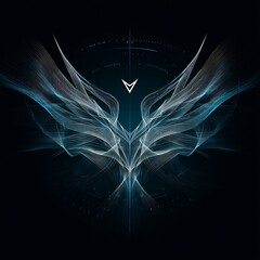 Poster - Abstract avian manifestation, luminous filaments forming enigmatic winged entity