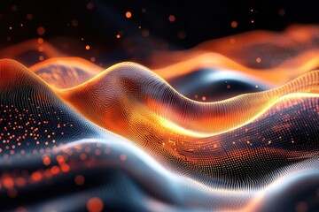 Aufkleber - abstract wave background with glowing dots and flowing lines. good for technology, science, or futur
