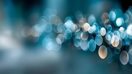 Poster - Abstract bokeh background. Soft blue and white light, blurred spheres create dreamy effect