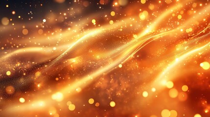 Poster - Golden light streaks with sparkling bokeh dust, elegant and festive design. Perfect for celebratory graphics, magic themes, or luxury product promotion.