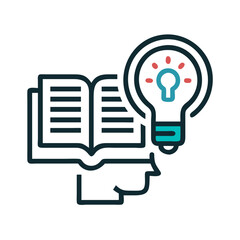 Poster - Idea generation concept with book and light bulb graphic