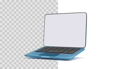 Poster - Modern Blue Laptop with Blank Screen in Isometric Style. 3D Vector Icon for Technology, Interface or Web Design Projects. Vector Illustration.