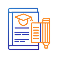 Poster - Educational book with graduation cap and pencil vector illustration