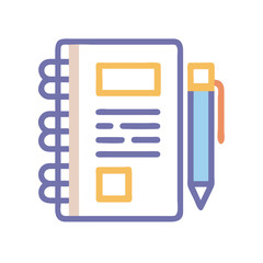 Poster - Stylized notebook and pencil graphic for creative work concept
