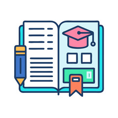 Poster - Education icon of open book with graduation cap illustration