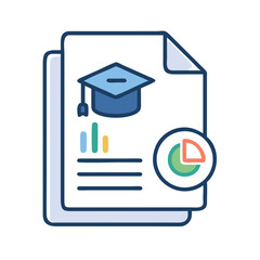 Poster - Educational report with cap, charts and graph illustration