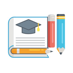 Poster - Book and stationary illustration symbolizes learning and graduation concept