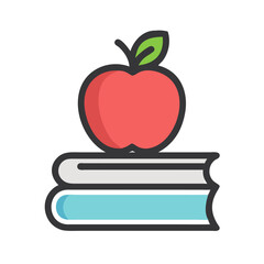 Poster - Apple on books illustration for educational or knowledge concept