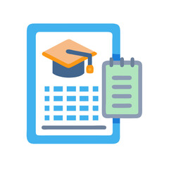 Poster - Digital education concept with a mortarboard and a tablet