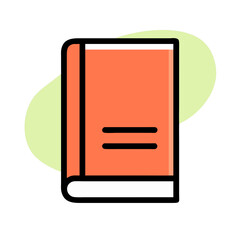 Poster - Illustrated orange book with light green shapes isolated on White