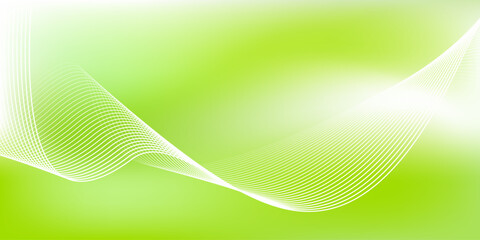 Wall Mural - abstract green gradient background with shining lines waves. minimalist background for banner, poste