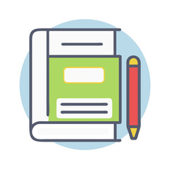 Poster - Textbook and pencil on light blue circle graphic design
