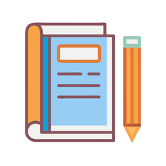 Poster - Illustration of a notebook and pencil on White Background