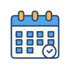 Poster - Calendar icon showing completed task in bright color palette