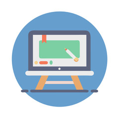 Poster - Online learning screen with pencil icon inside a circle