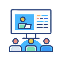 Poster - Virtual conference flat design illustration of business presentation