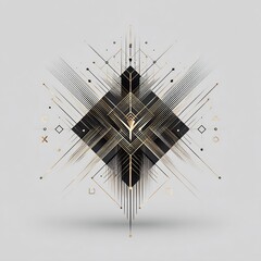 Poster - Abstract geometric design featuring radial symmetry and gilded linear accents