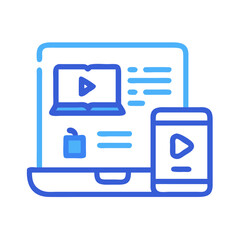 Poster - Laptop and mobile phone showing video content icon
