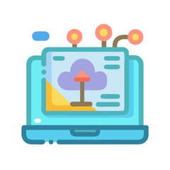 Aufkleber - Stylized laptop showcasing cloud data networking information connections online