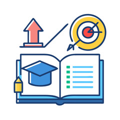 Poster - Education and target achievement visual representation in a flat design