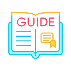 Poster - Neon open book icon with text and ribbon marker