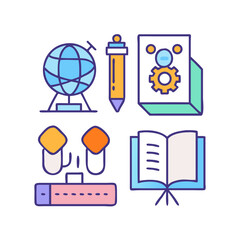 Poster - Learning and development icons on a White Background