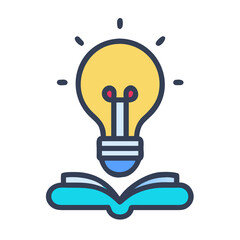 Poster - Lightbulb above book signifying knowledge and creativity generation