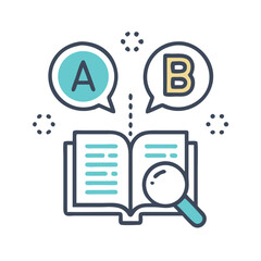 Poster - Abstract design presenting A versus B choices and decision