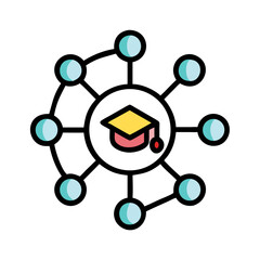 Poster - Educational network with graduation cap vector illustration graphic design