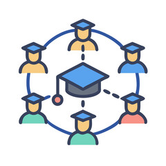 Poster - Connected learning and graduation network concept illustration for business