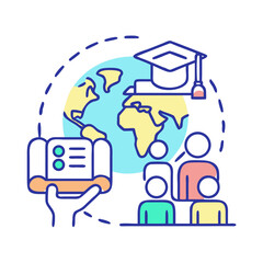 Poster - Global education concept with graduation cap and world map