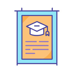 Poster - Graduation diploma icon displayed on a hanging wall banner